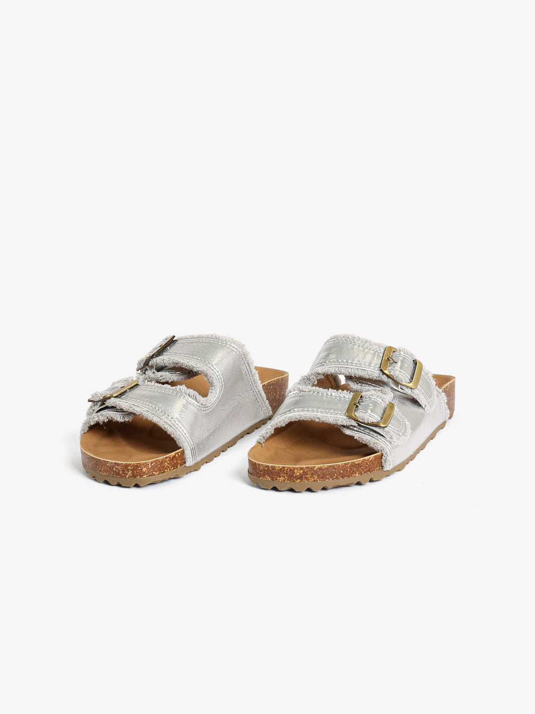 Frayed-Edge Double Buckle Slides