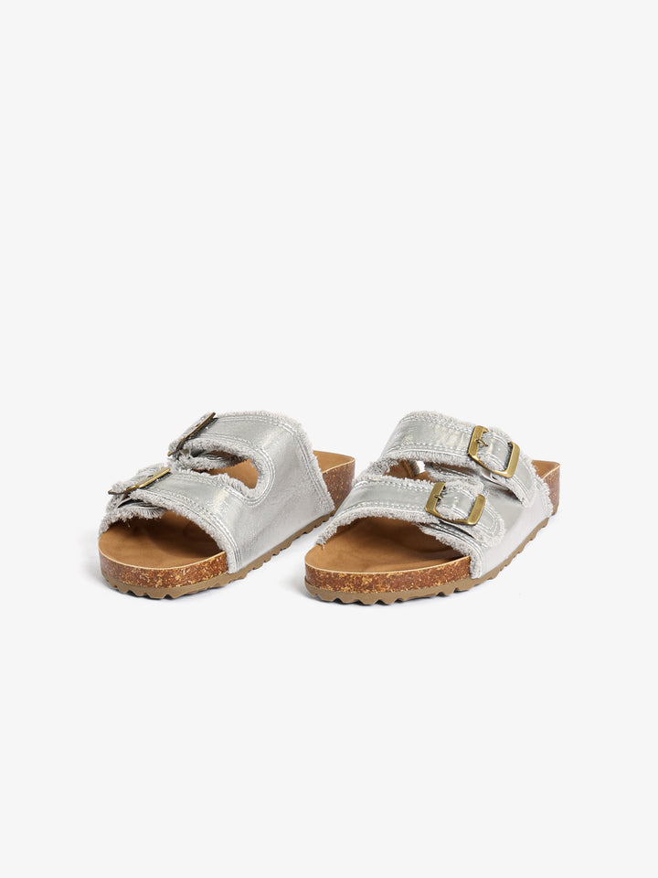 Frayed-Edge Double Buckle Slides