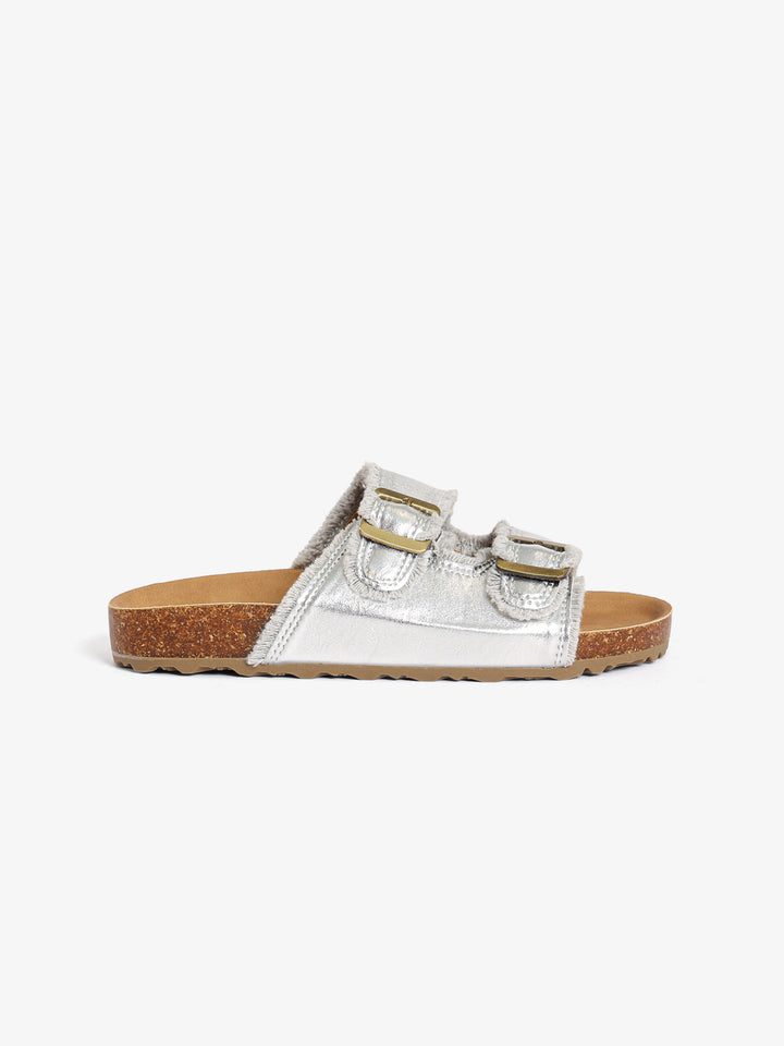 Frayed-Edge Double Buckle Slides