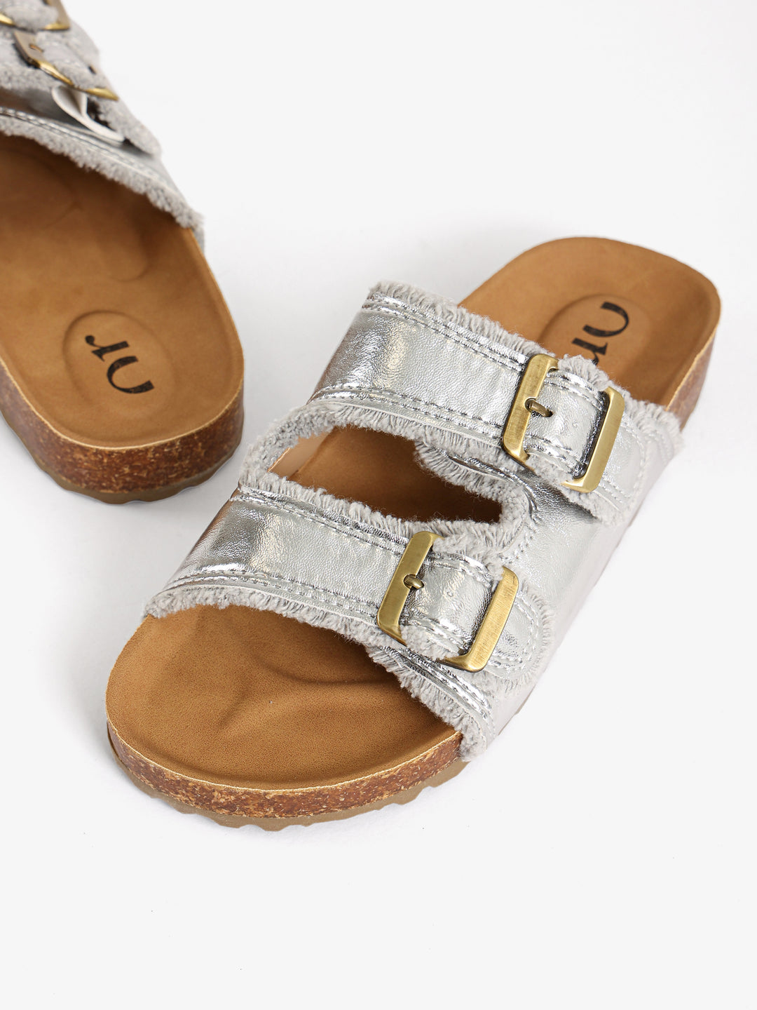 Frayed-Edge Double Buckle Slides