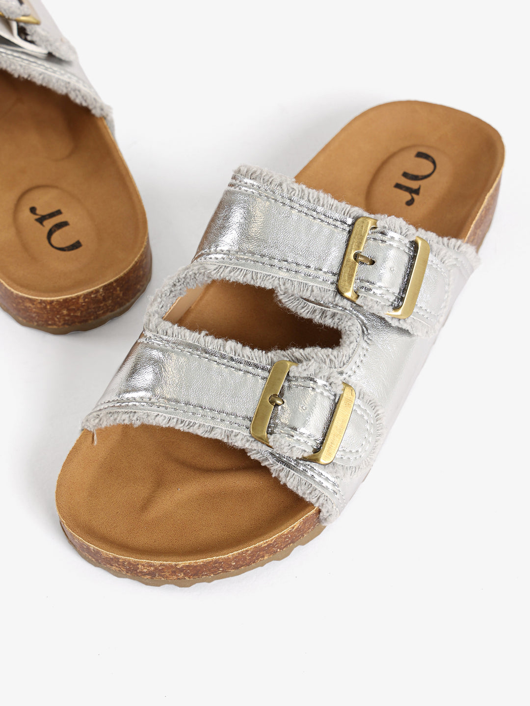 Frayed-Edge Double Buckle Slides
