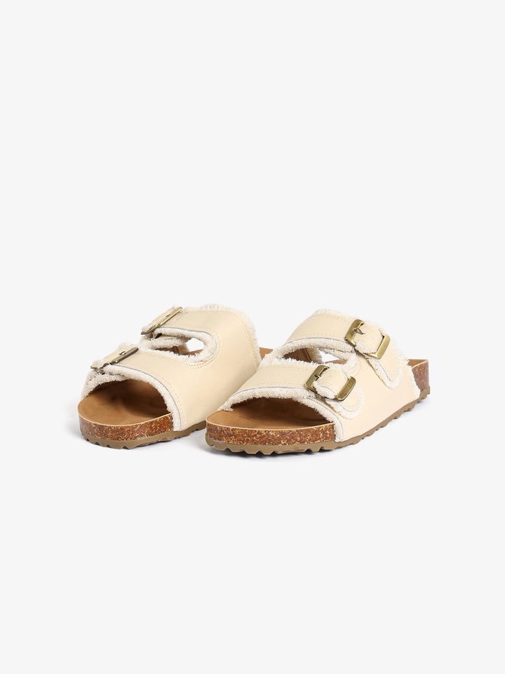 Frayed-Edge Double Buckle Slides
