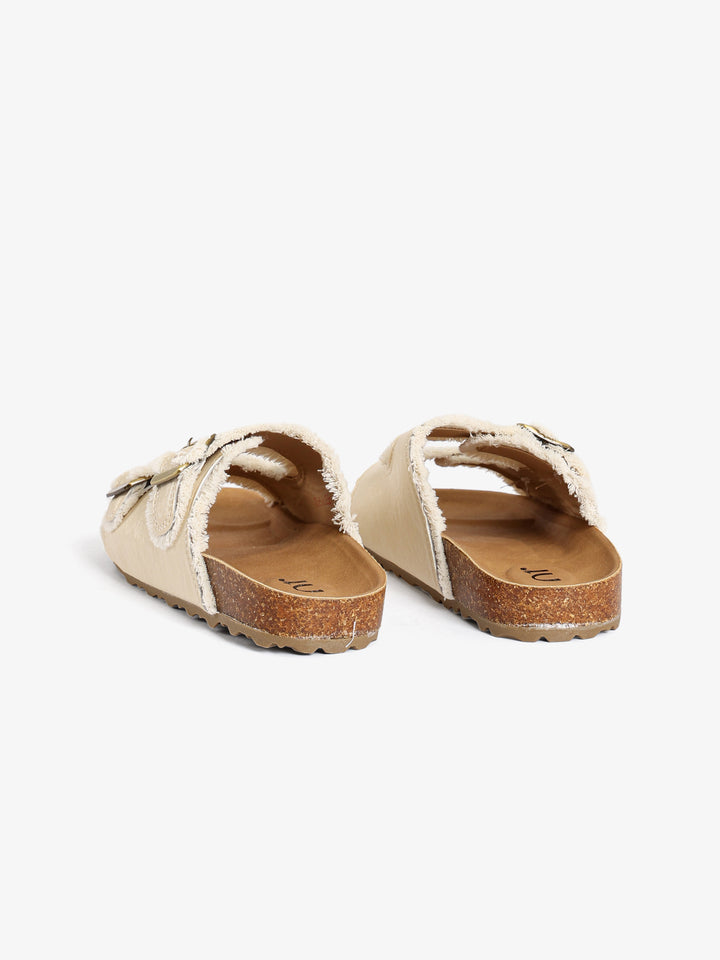 Frayed-Edge Double Buckle Slides