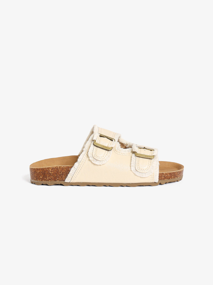 Frayed-Edge Double Buckle Slides
