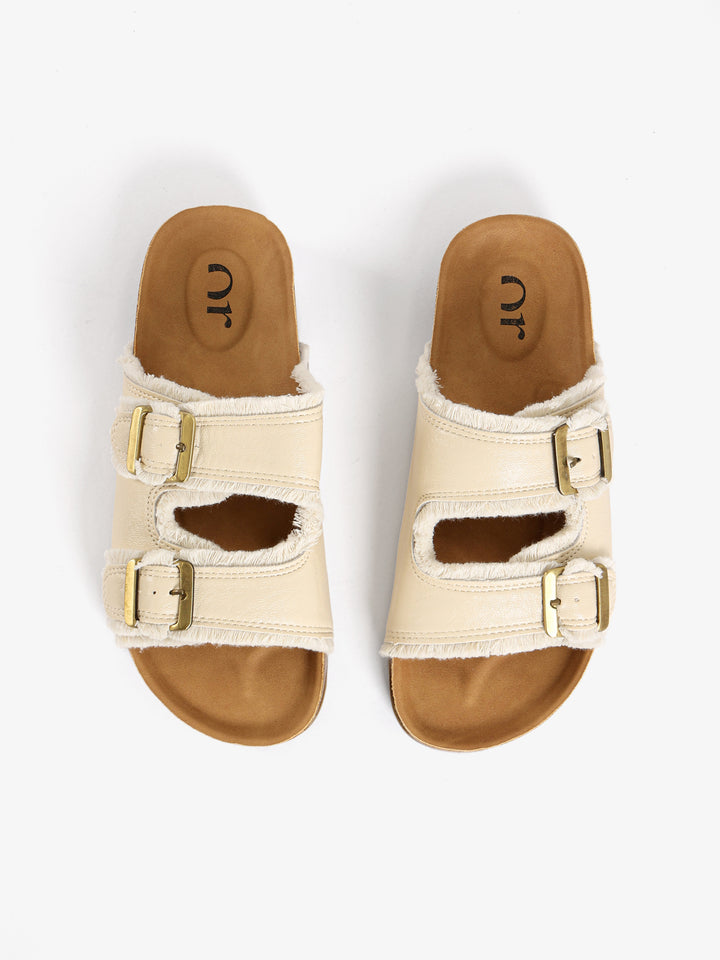 Frayed-Edge Double Buckle Slides