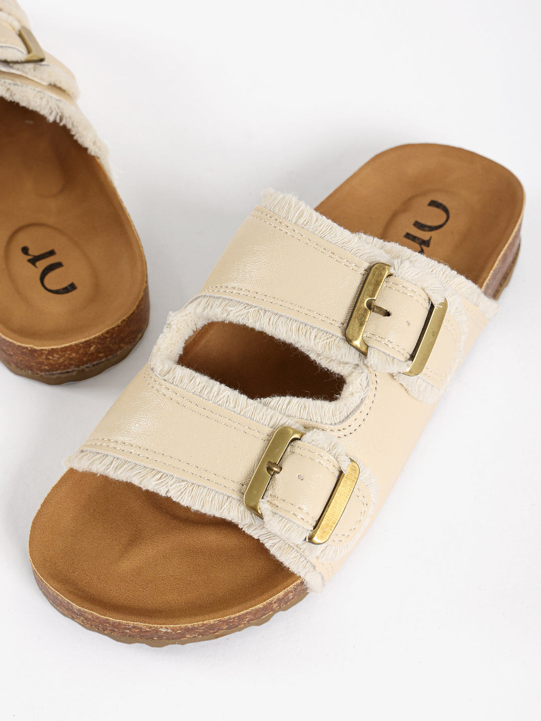 Frayed-Edge Double Buckle Slides