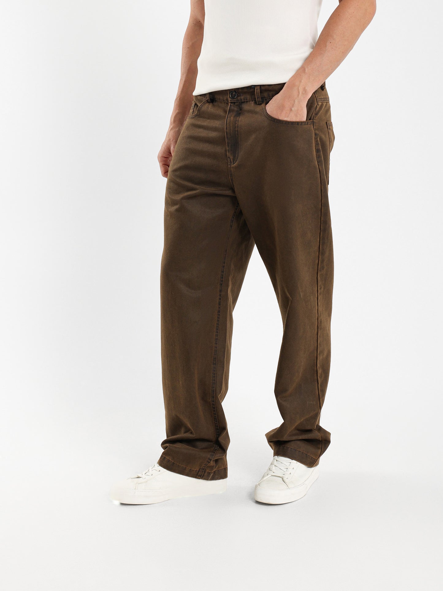 Suede-Like Chino Pants