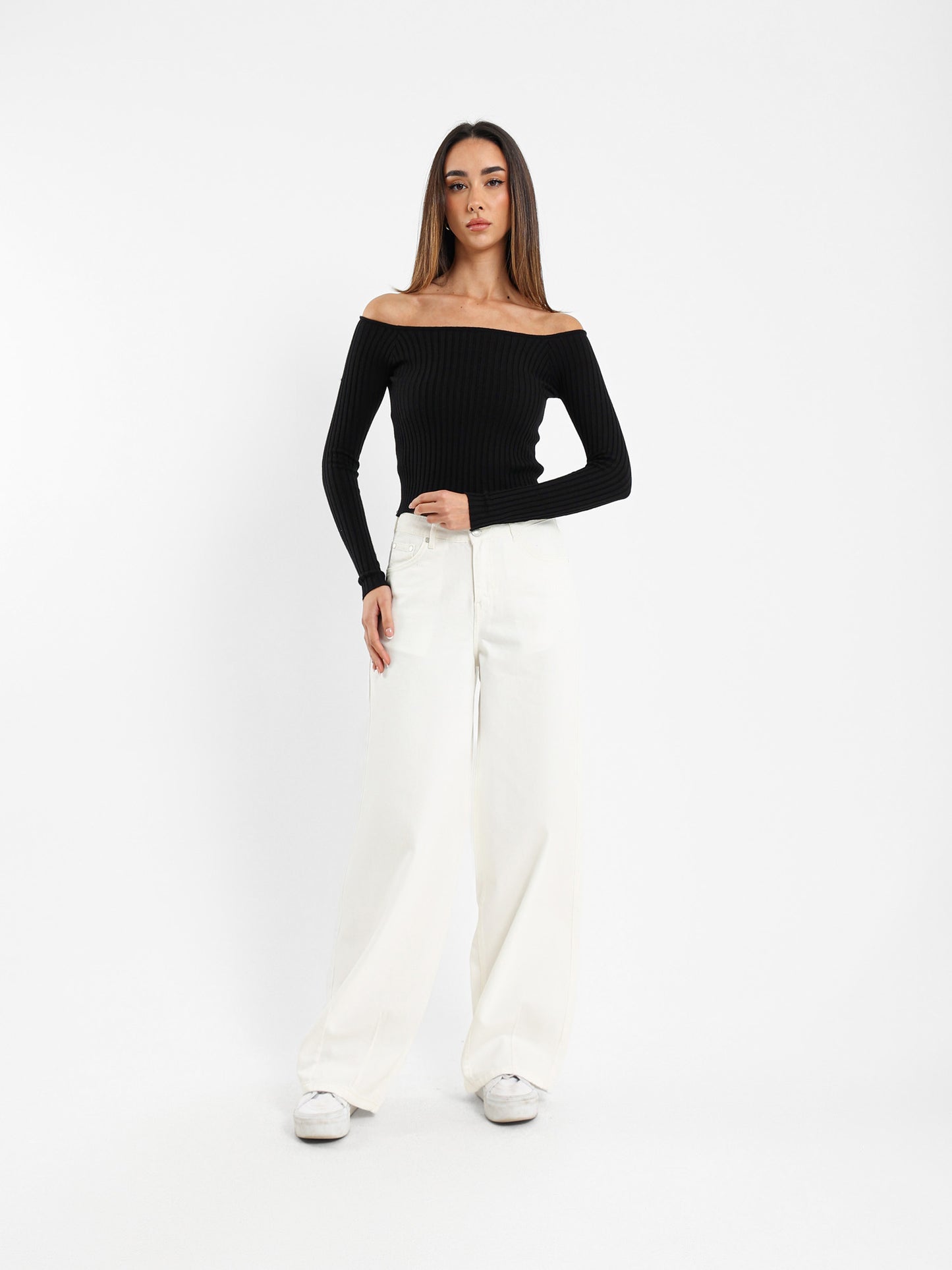 Off Shoulder Top with Sleeve Eyelets Top