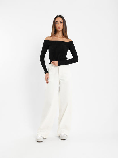 Off Shoulder Top with Sleeve Eyelets Top