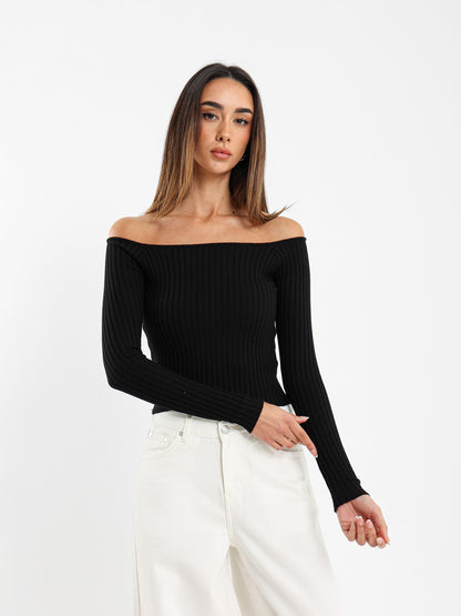 Off Shoulder Top with Sleeve Eyelets Top