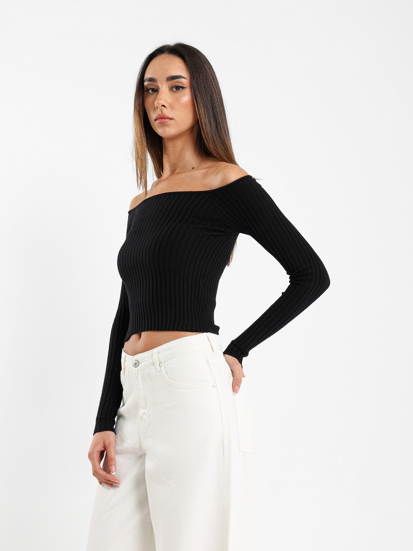 Off Shoulder Top with Sleeve Eyelets Top