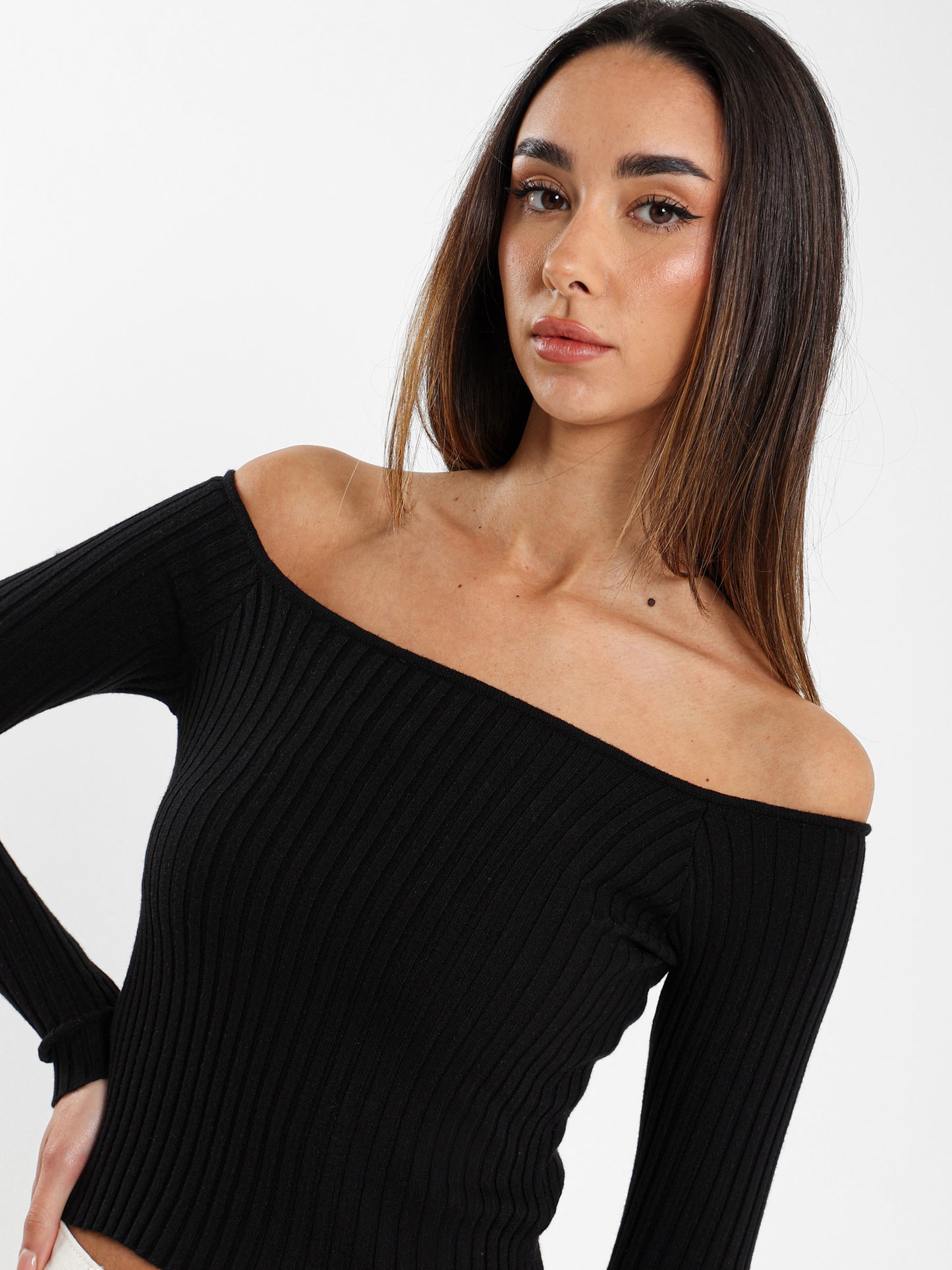 Off Shoulder Top with Sleeve Eyelets Top