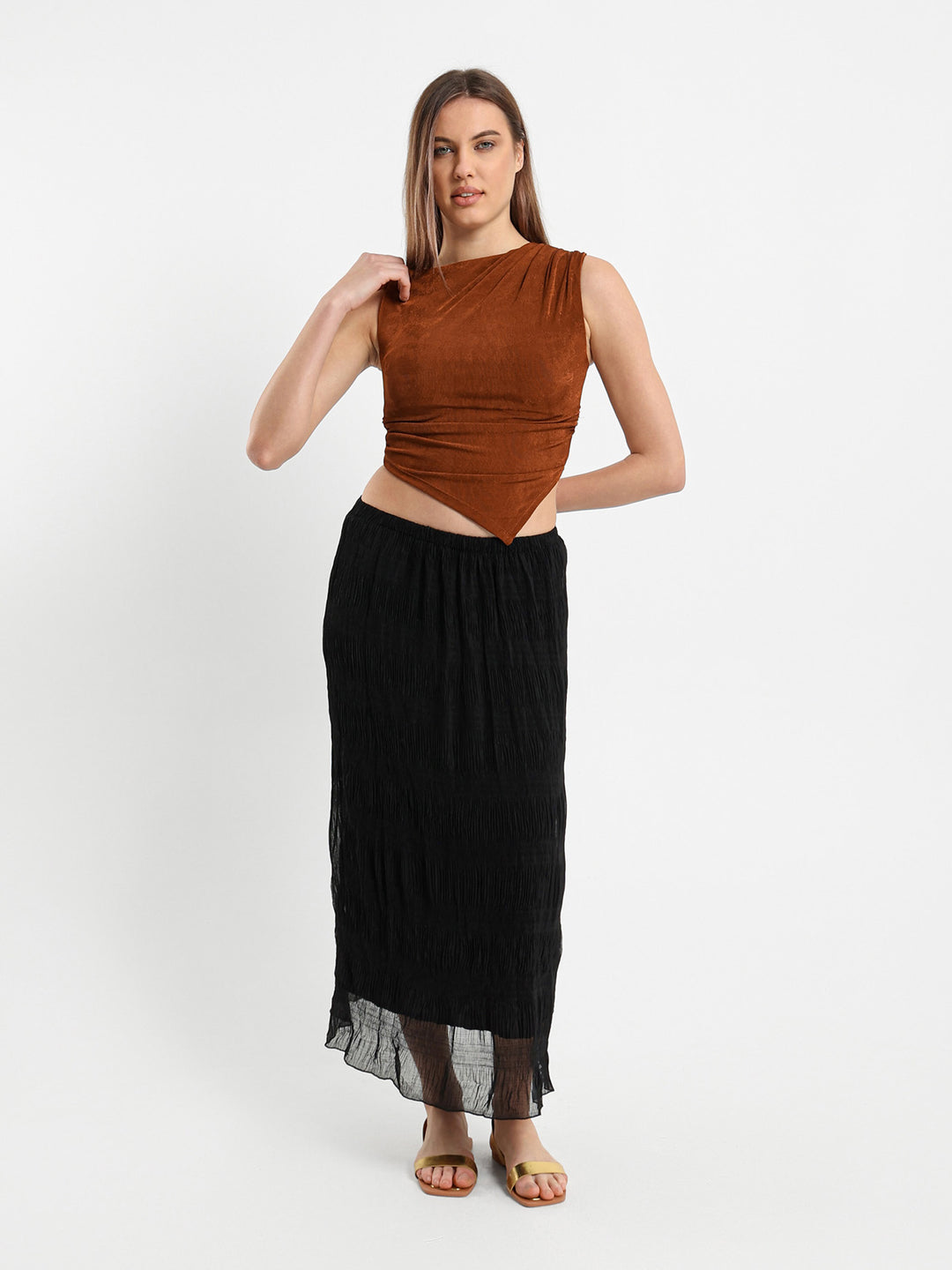 Low Waist Tiered Maxi Skirt