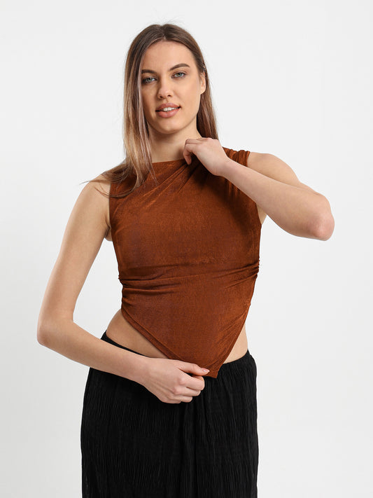 Asymmetrical Mesh Glitter Top