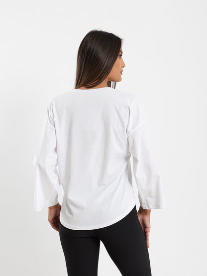 Mesh Bag Printed Long Sleeve T-Shirt