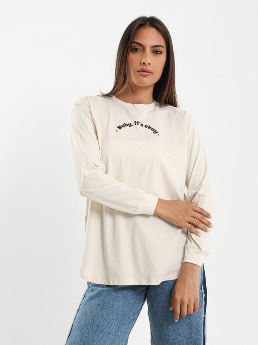 Baby Its Okay Printed Long Sleeve T-Shirt