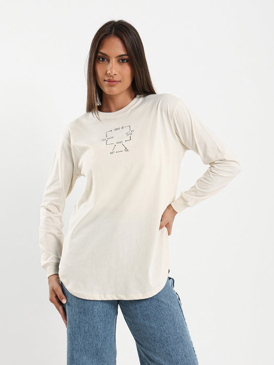 Wake Up Printed Long Sleeve T-Shirt