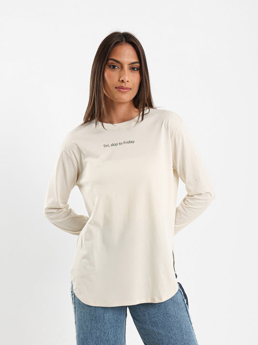 Siri Skip To Friday Oversized Long Sleeve T-Shirt