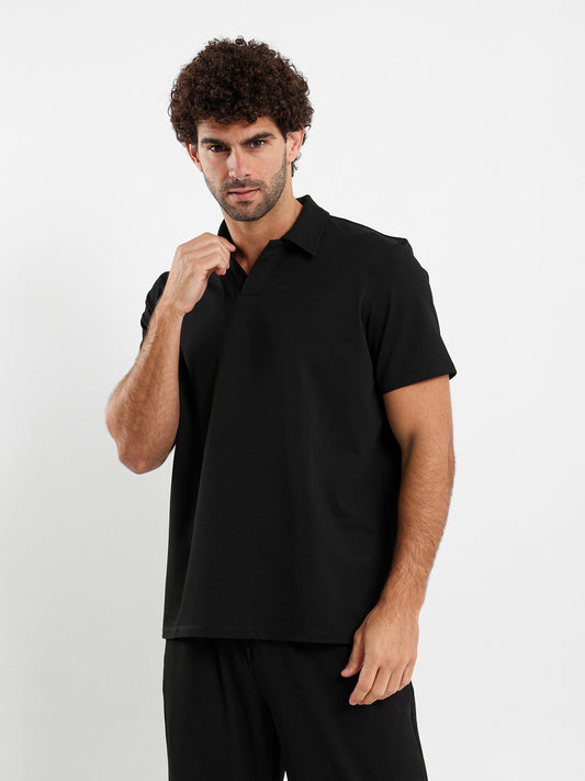 Boxy Fit Ribbed Polo Shirt