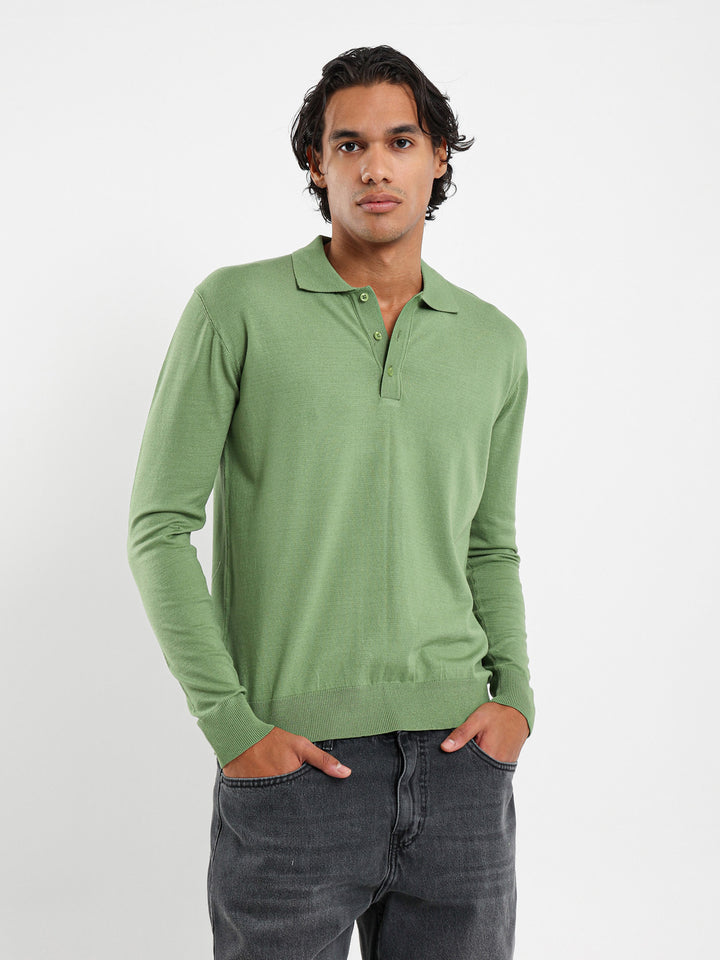 Tricot Long Sleeves Polo Shirt
