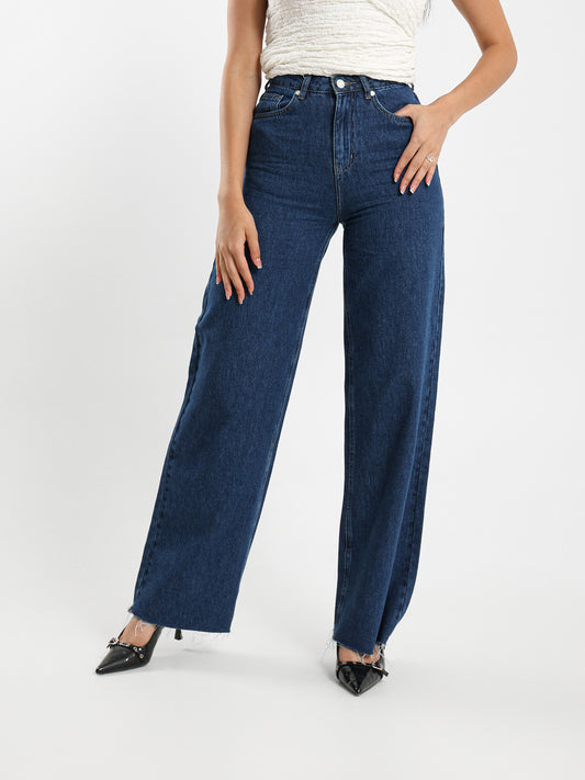 Wide-Leg Ripped Jeans