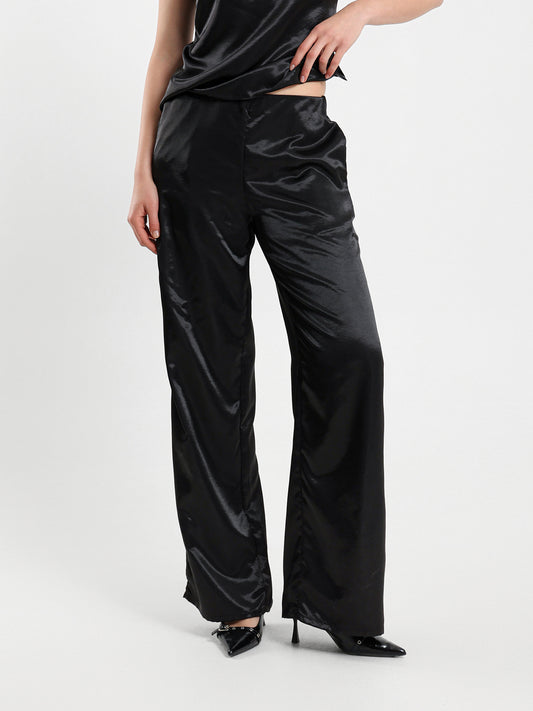 Wide-Leg Satin Pants