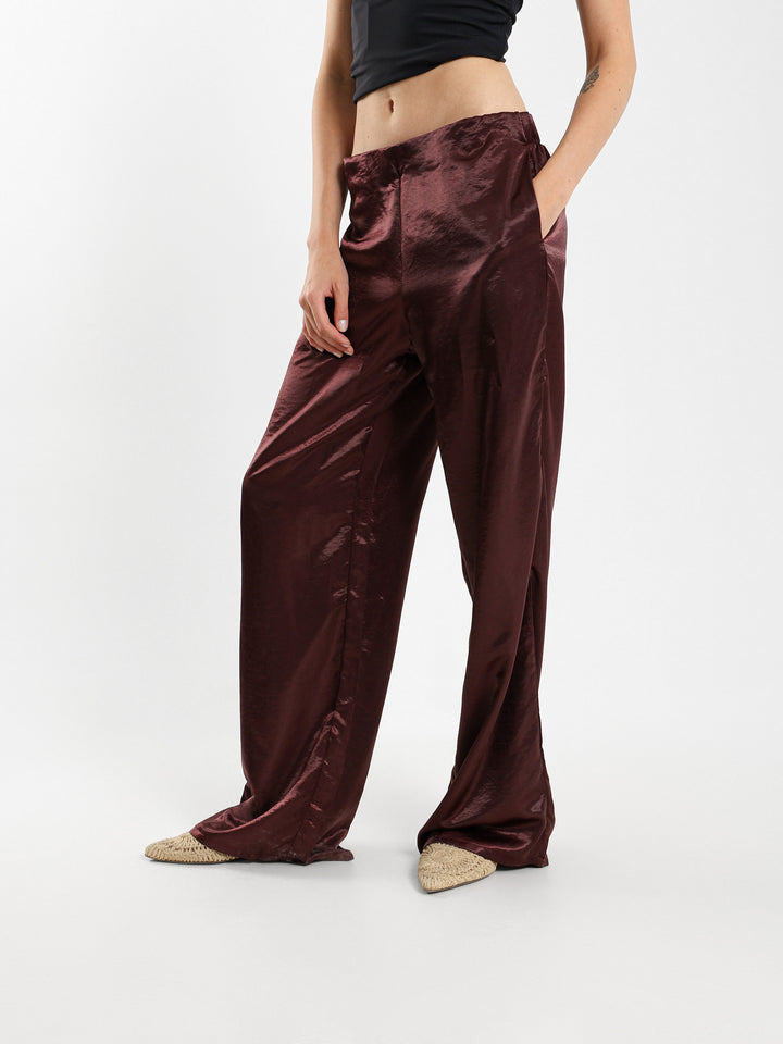 Wide-Leg Satin Pants