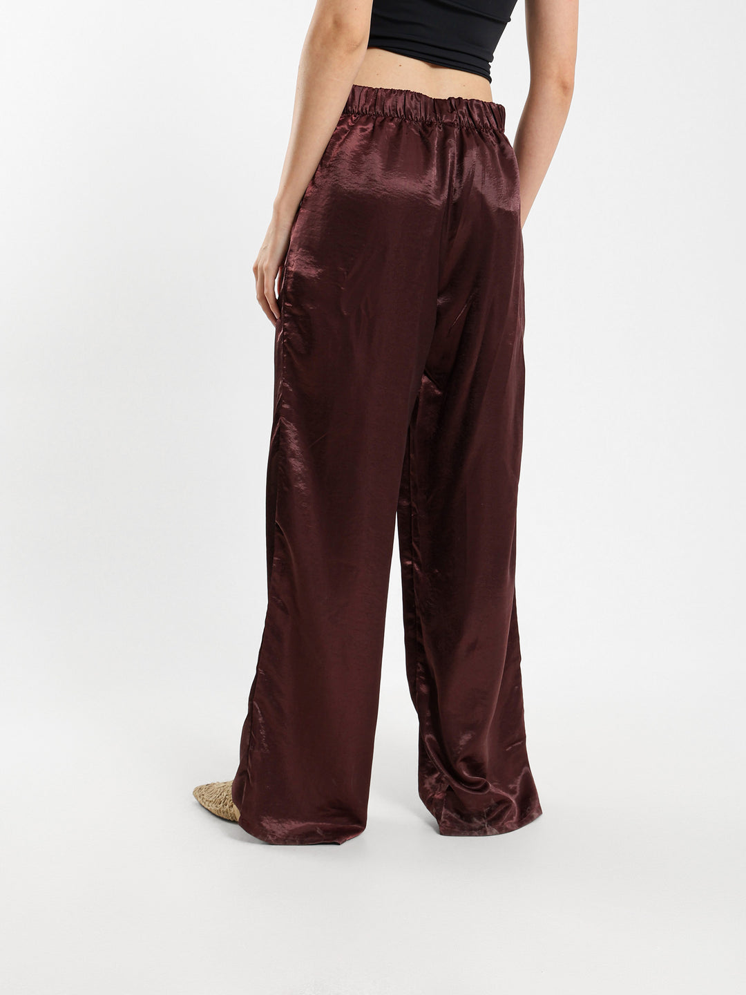 Wide-Leg Satin Pants