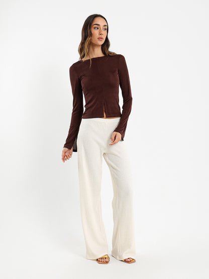 Long Sleeve Top With Front Slit