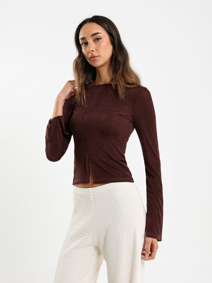Long Sleeve Top With Front Slit