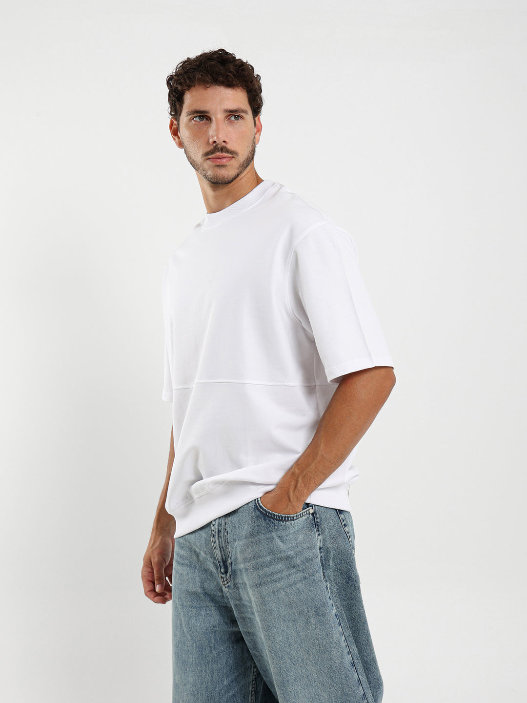 Oversized Melton Tee with Derby Hem