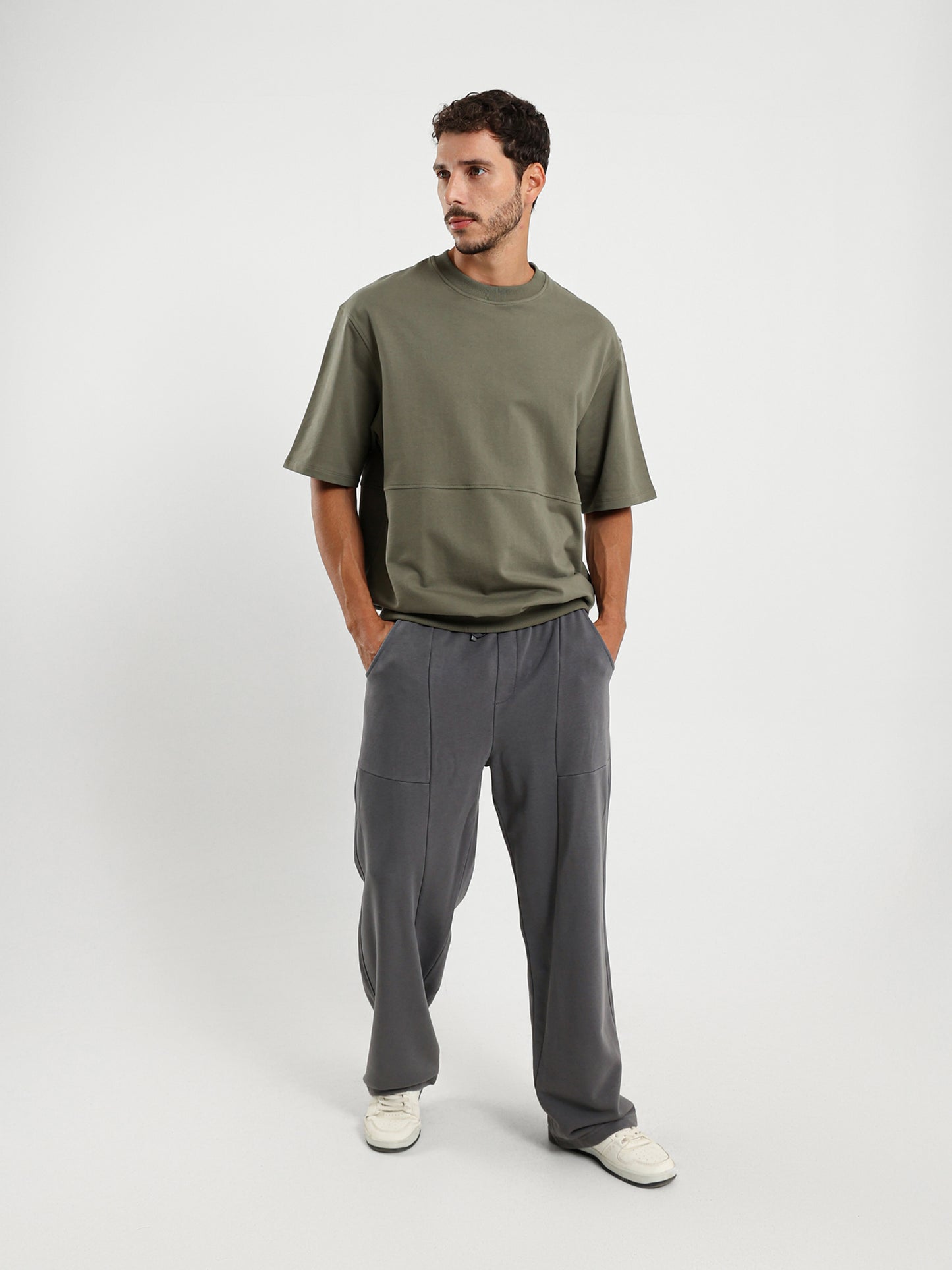 Oversized Melton Tee with Derby Hem