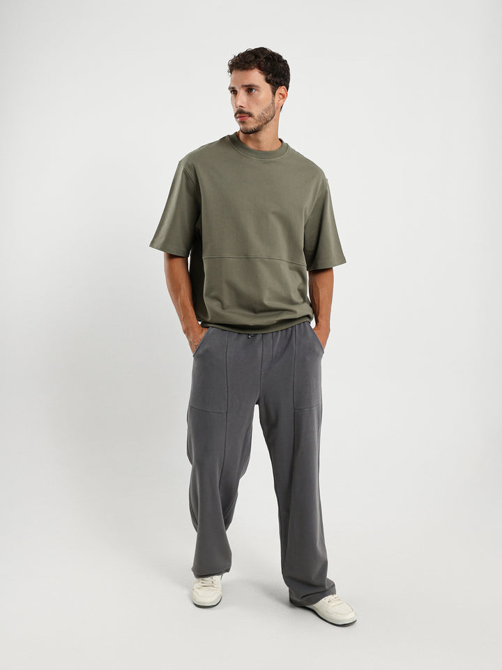 Oversized Melton Tee with Derby Hem