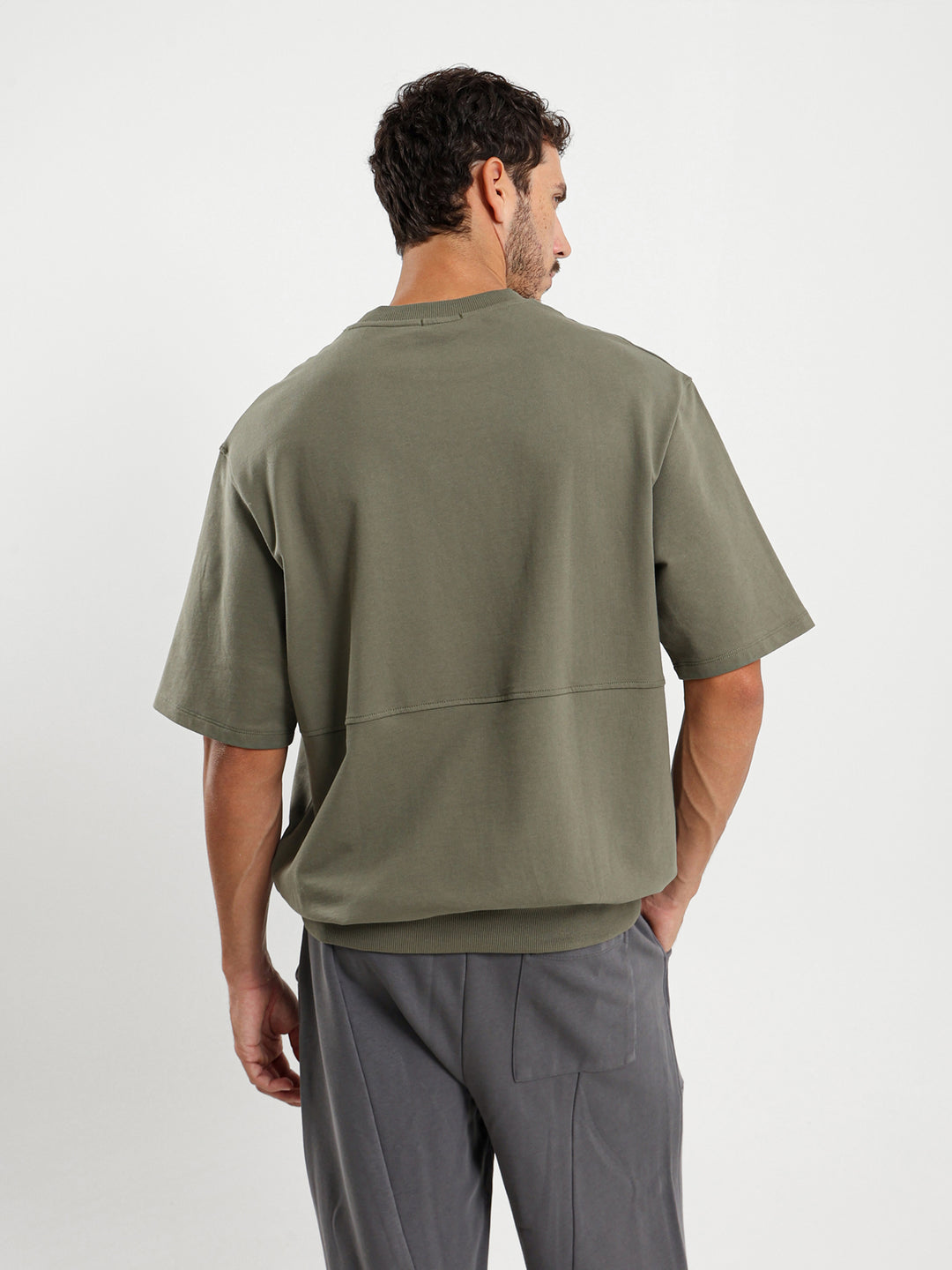 Oversized Melton Tee with Derby Hem