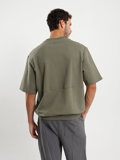 Oversized Melton Tee with Derby Hem