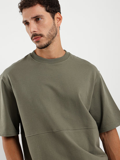 Oversized Melton Tee with Derby Hem