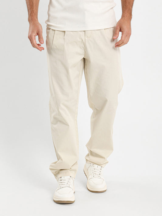 Half Elastic Waist Regular Fit Chino Pants