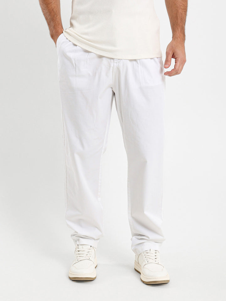 Half Elastic Waist Regular Fit Chino Pants