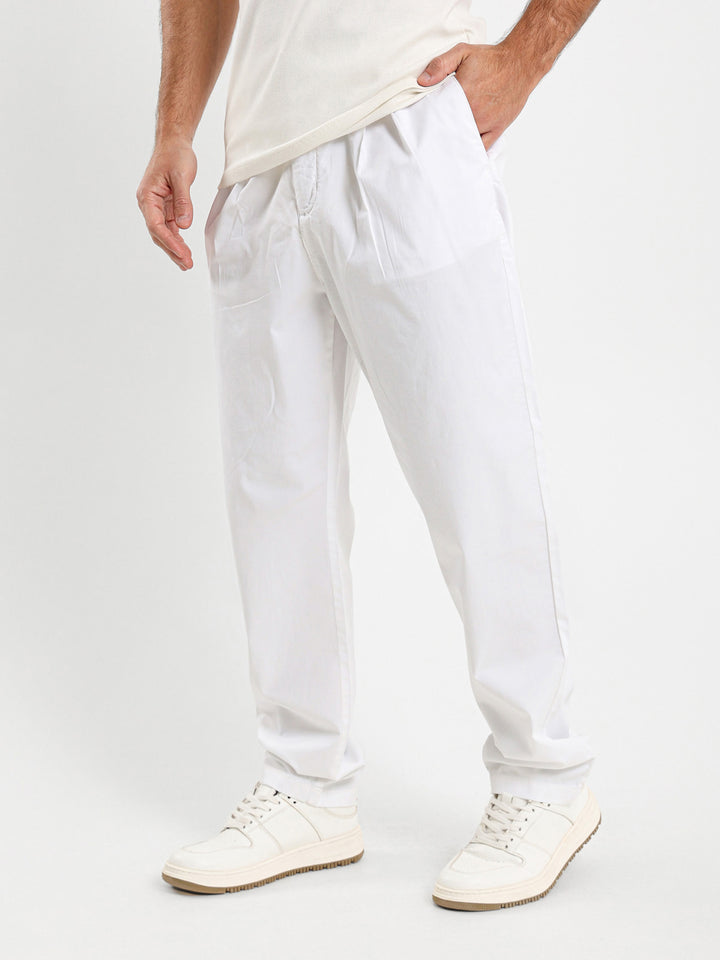 Half Elastic Waist Regular Fit Chino Pants