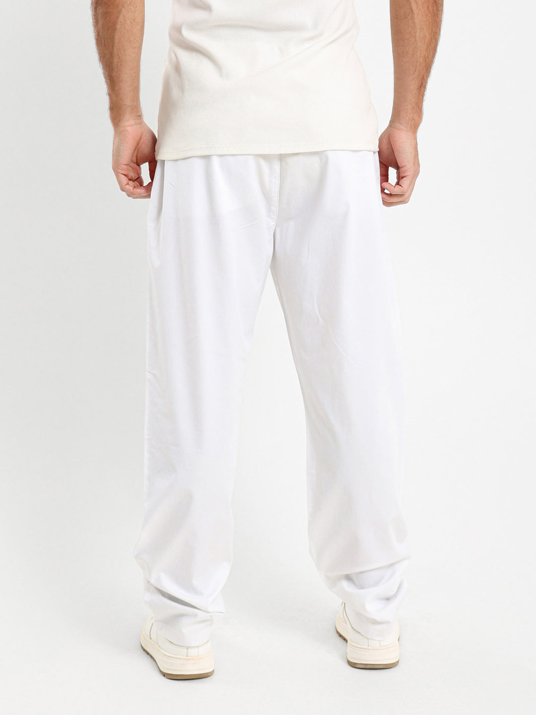 Half Elastic Waist Regular Fit Chino Pants