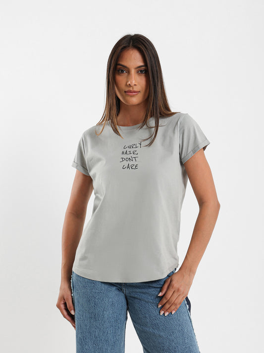 Curly Hair Dont Care Printed T-Shirt