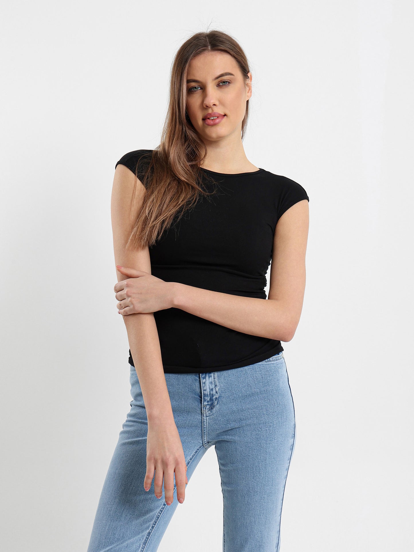 Basic Solid Cap Sleeves Top