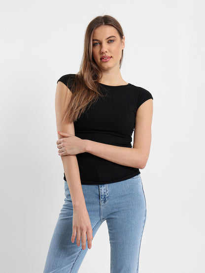 Basic Solid Cap Sleeves Top