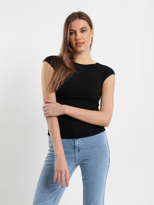 Basic Solid Cap Sleeves Top