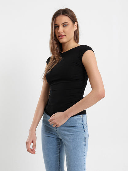 Basic Solid Cap Sleeves Top