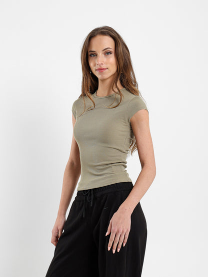 Ribbed Short Sleeve Tee