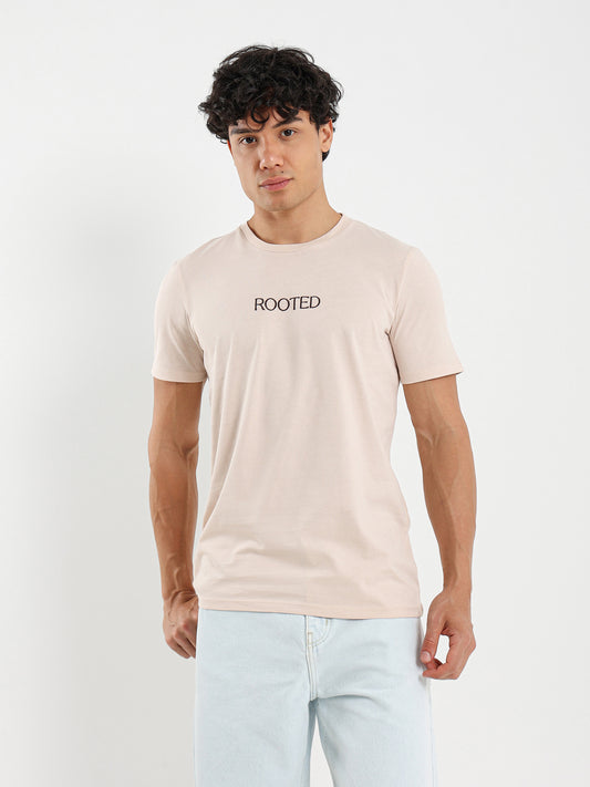 Rooted Front Text Print T-Shirt