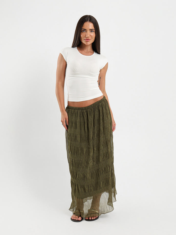 Low Waist Tiered Maxi Skirt