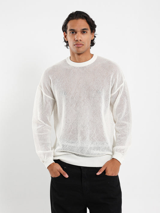 Mesh Long Sleeve Oversized T-Shirt