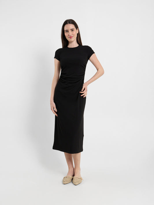 Half Sleeve Fitted Midi Dress